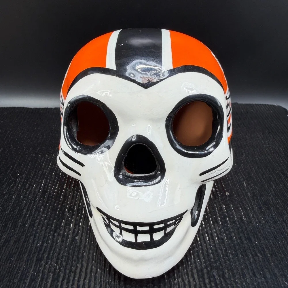 Cleveland Browns Sugar Skull Day‎ of the Dead Ceramic Figurine Orange Brown 4in